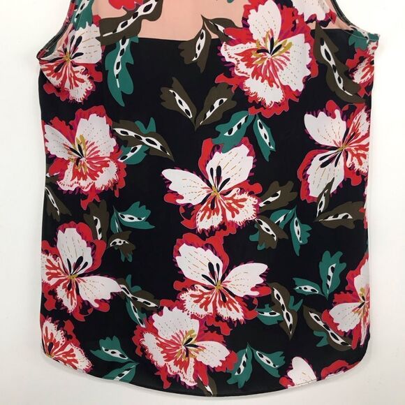 Cabi Black Red Colorful Hibiscus Floral Print Lightweight Sleeveless Tank Blouse - Picture 11 of 16